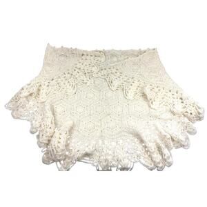 VTG Cream‎ Handmade Knitted Shawl Coverup Wrap Soft OS Granny 1960's